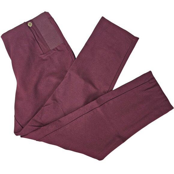 Womens L Anne Klein Wine Red Straight Slim Business Casual Office Comfort Pants - Picture 4 of 13